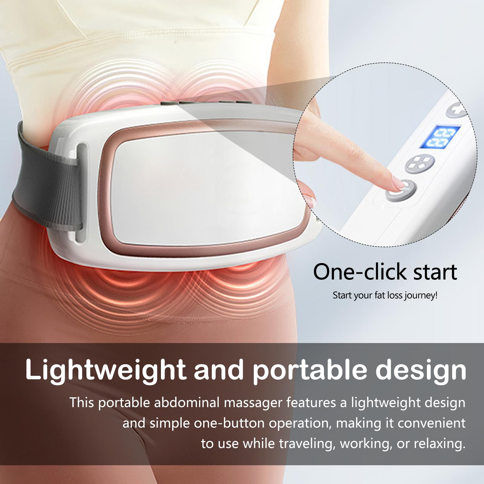 Bauchtrainer, 1200 mAh Elektrisch Kabellose Schlankheitsgürtel Bauchmuskeltrainer mit 6 Vibrationsmodi 9 Intensitätsstufen und 3 Heizstufen EMS Bauchmassagegerät mit Doppelmachtbewegung