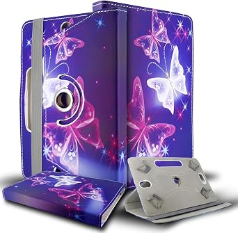 Universal Case for 8 inch, PU Leather Folio Protective Cover with Multi-Angle Stand Feature Case for 8 inch, Samsung, Lenovo,Huawei,Acer,Fire Tab & All Other 8" Inch Tablet Butterfly Blue