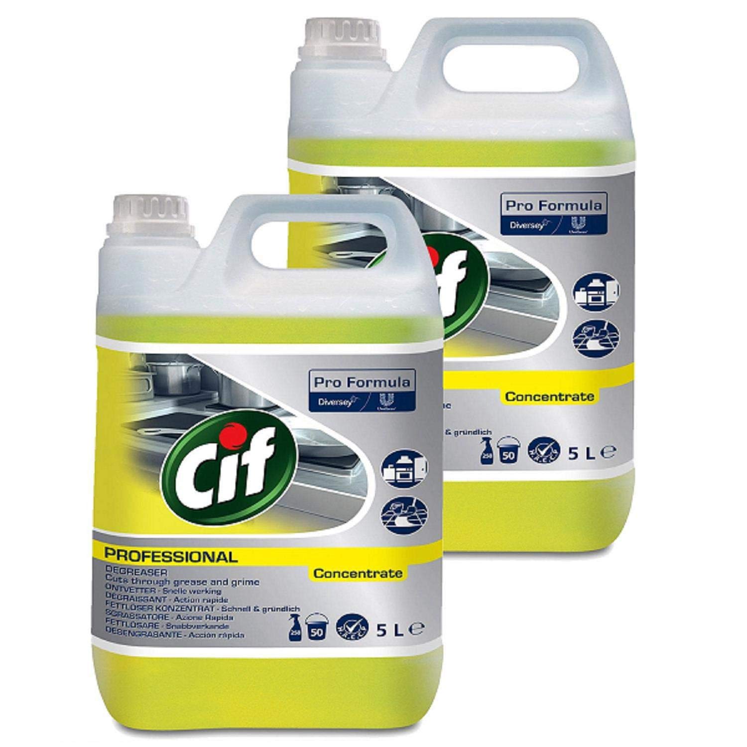 Cif Professional Pro Formula Power Küchen-Entfetter Konzentrat Zitronenduft, Reinigungsspray, 5 l, 2 Stück