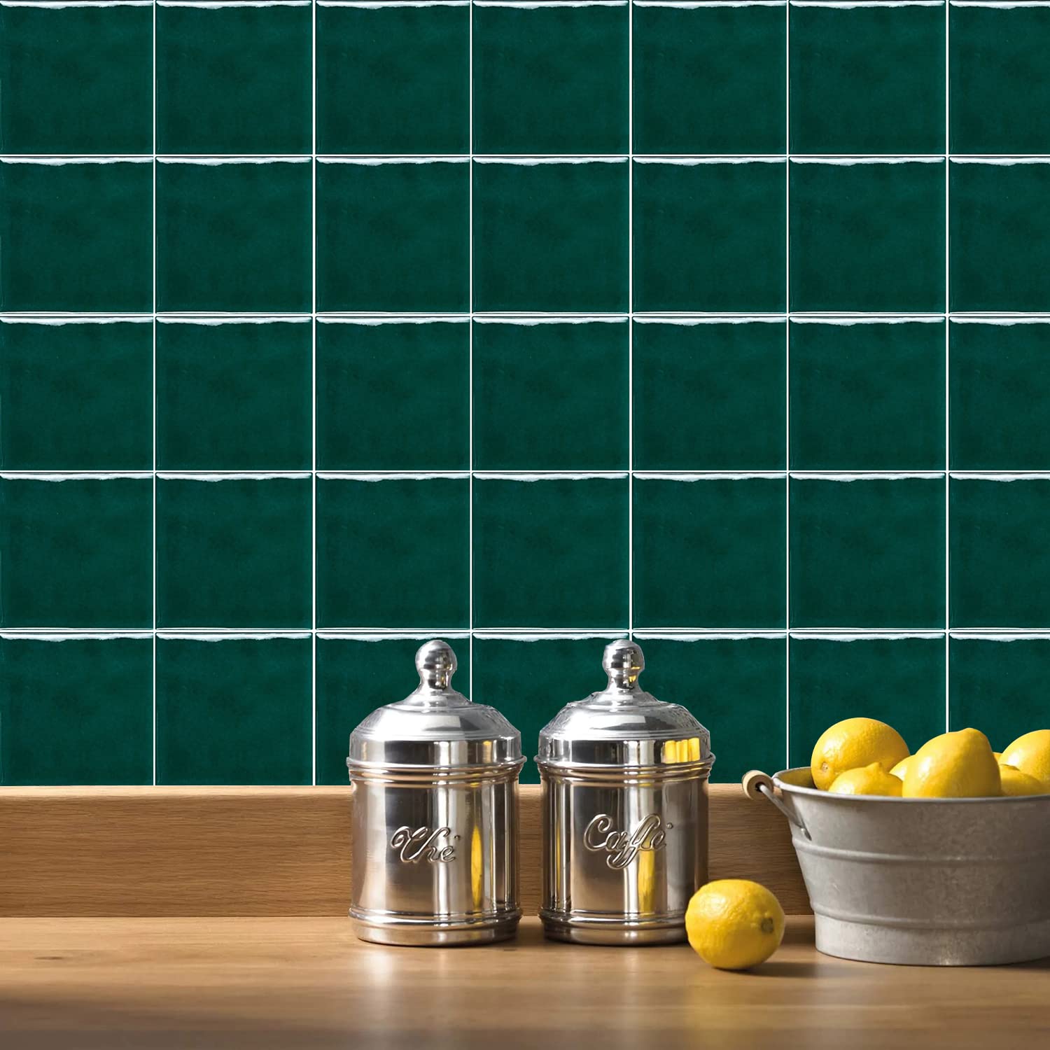 Alwayspon Green Mosaic Effect Thick Tile Sticker, Vinyl Peel and Stick Self-Adhesive Splashback Waterproof Stick on Tile Transfer Sticker for Kitchen Bathroom Wall, 15x15cmx10pcs - Image 3