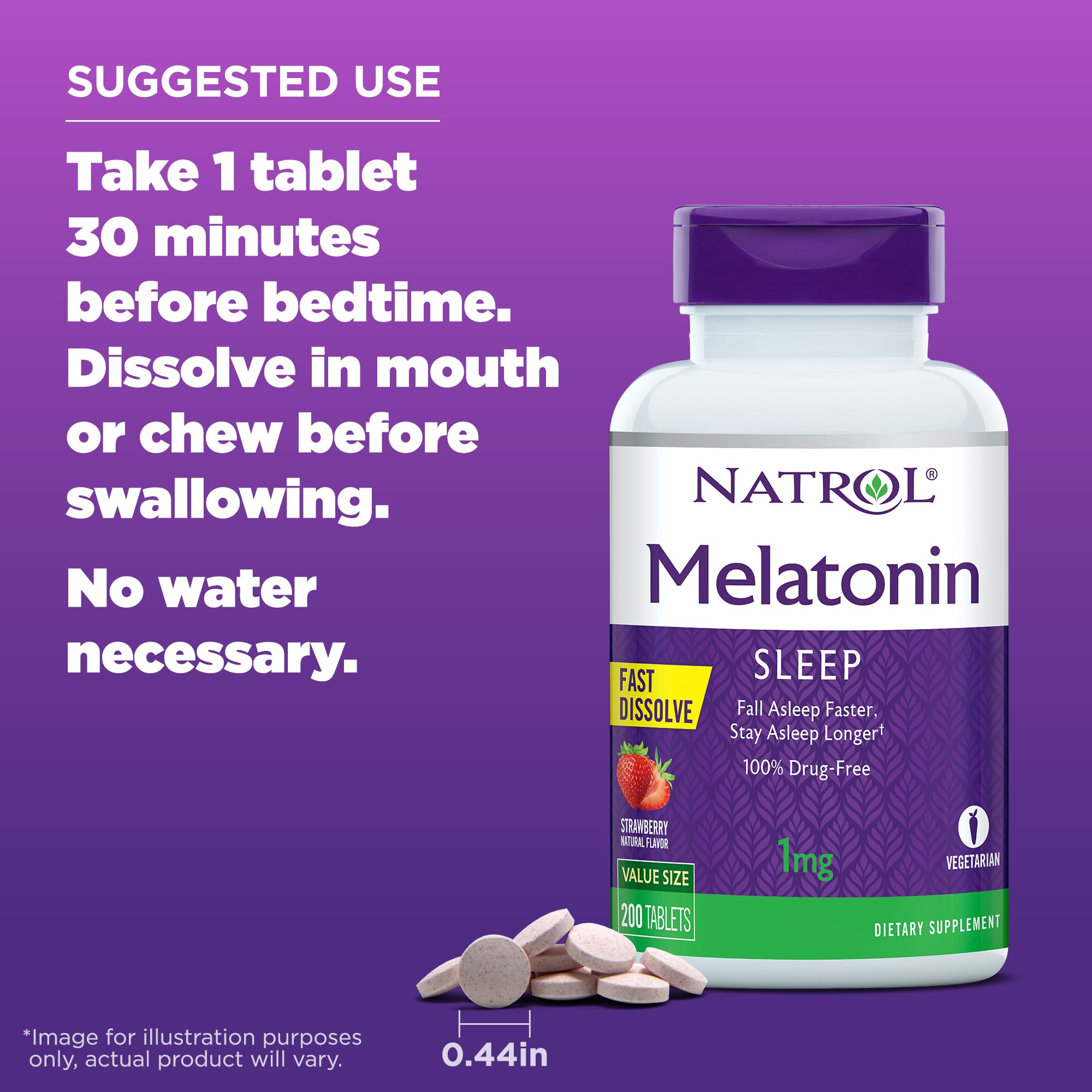 Melatonin 1mg, StrawberryFlavored Dietary Supplement