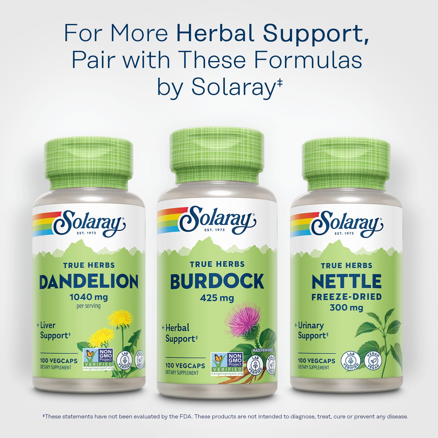 SOLARAY True Herbs Burdock Root, Non GMO & Vegan - 425 mg, 100 VegCaps — Amazon image 6