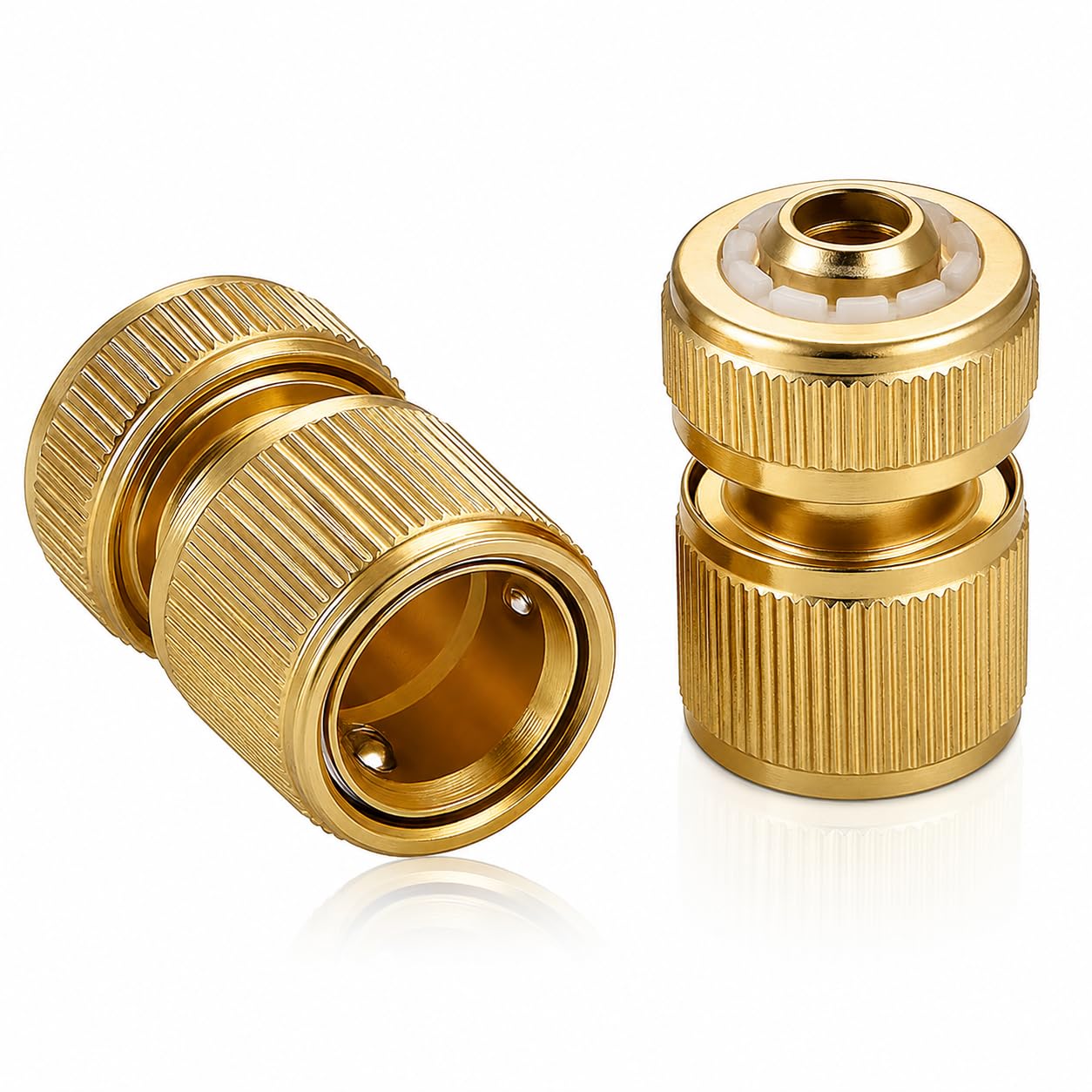 2PCS Metal Brass Hose Connector Hose End Quick Connect Fitting, 1/2 Inch Garden Hose Pipes, Quick Connect Hose Fittings and Mixer Tap Hose Connector Leak-Free for Outdoor Watering Car Washing
