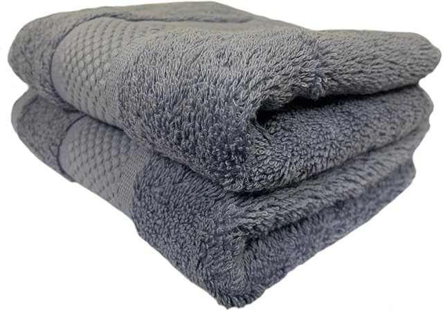Sue Rossi Guest Towels 30 x 50cm Set Of 2, Organic Turkish Combed Cotton, 600gsm Thick, Soft & Absorbent Bathroom Or Kitchen Small Hand Towel, Face Cloth (Pacific Blue, 2)