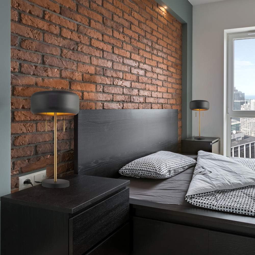 Globe Electric 67347 22" 2-Light Table Lamp, Metallic Dark Gray, Table Lamp for Living Room, Dual Pull Chains, Lamps for Bedrooms, Nightstand, Room Décor, Home Improvement, Home Office Accessories : Everything Else