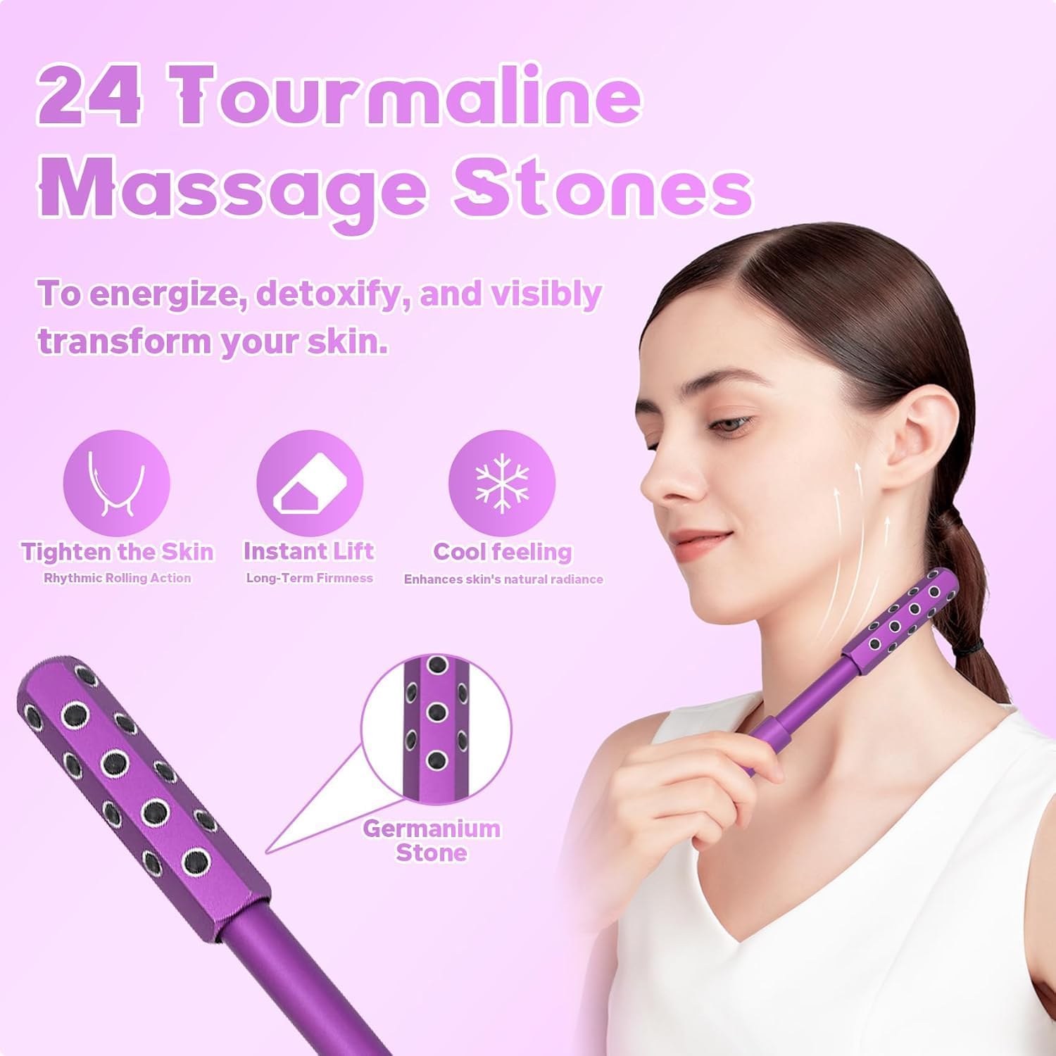 Ice Roller for Face, Germanium Stone Faceroller for Up Lifting and Skin Care, Beauty Sculptor Roller, Uplifting Face Massager Roller, Instant Results - Image 2