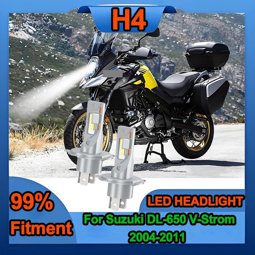Reflektory motocyklowe Pasuje do Suzuki DL-650 v-strom 2004-2011 Plug-N-Play Moto Headlamp1/2PCS H4 żarówka do przedniego reflektora motocykla Dirt Bike przednie światła(2PCS Headlight Bulbs)