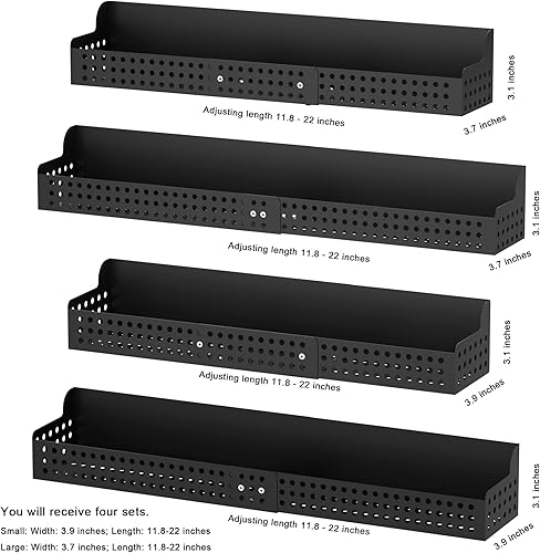 Miniatura 4 de Paquete de 4 estantes magnéticos para especias para organizador de refrigerador, estante magnético de metal expandible para organizador de