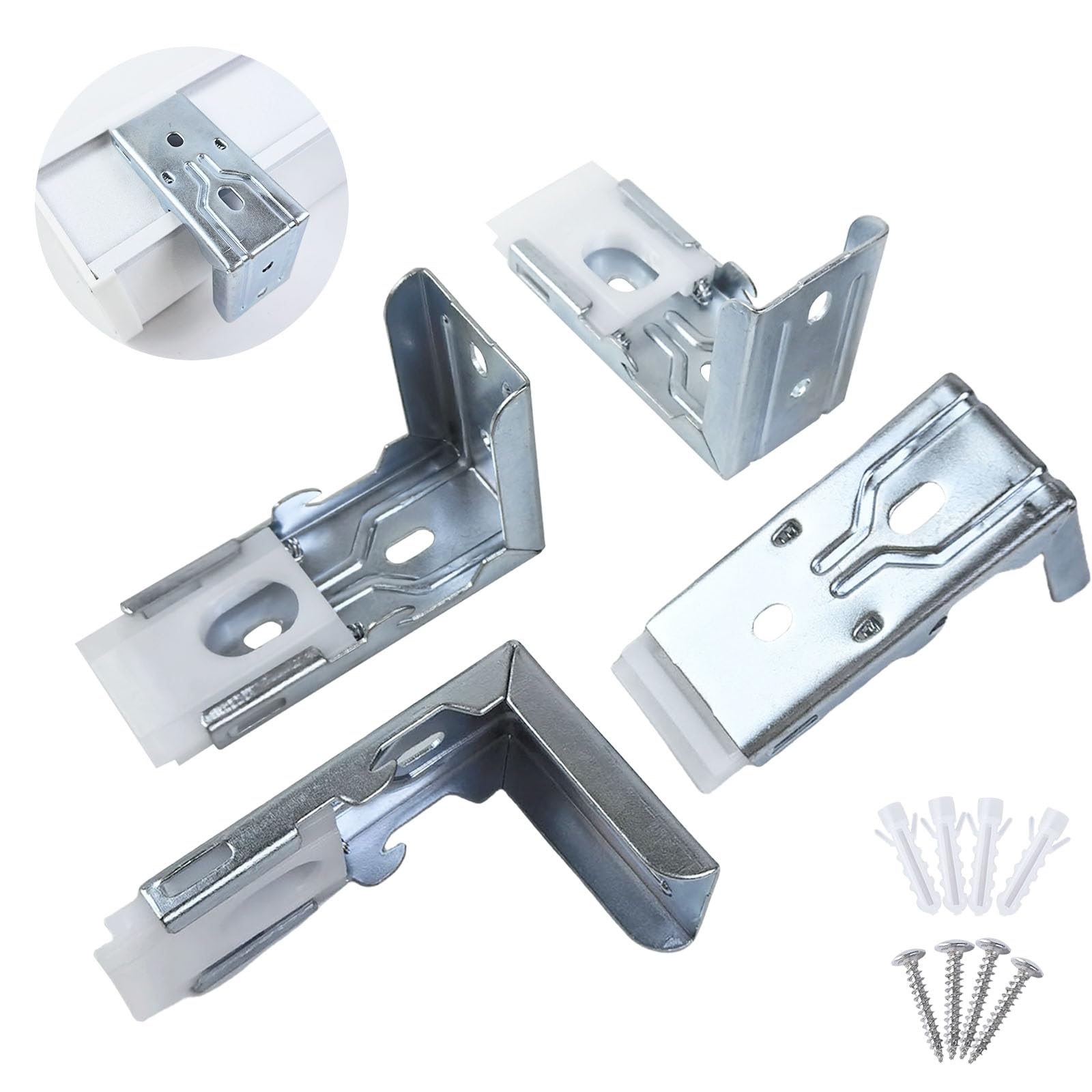 Photo 1 of ONLY Support 38mm(1-1/2") Zebra Shades Mounting Brackets 4 Pack - Heavy Duty Metal Blinds Bracket for Inside and Outside Installation