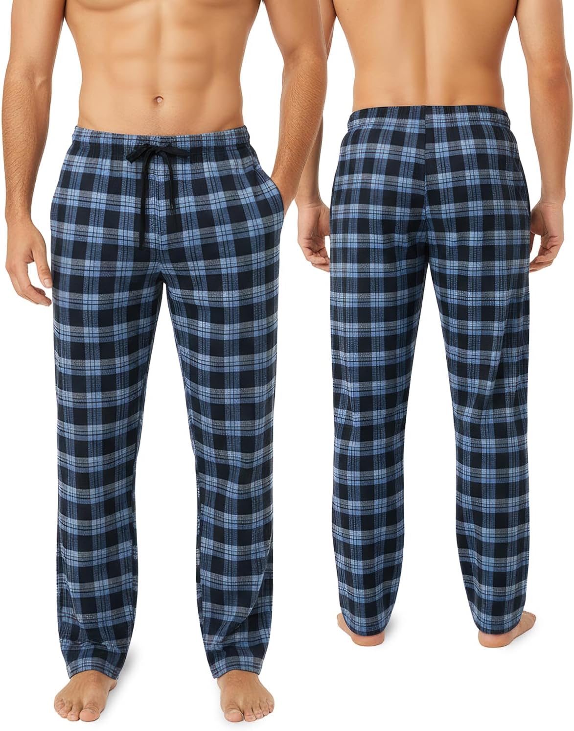 Active Club Men’s Flannel Pajama Pants – Soft Sleep & Lounge Pants with Pockets & Adjustable Drawstring – Plaid Bottoms - Image 3