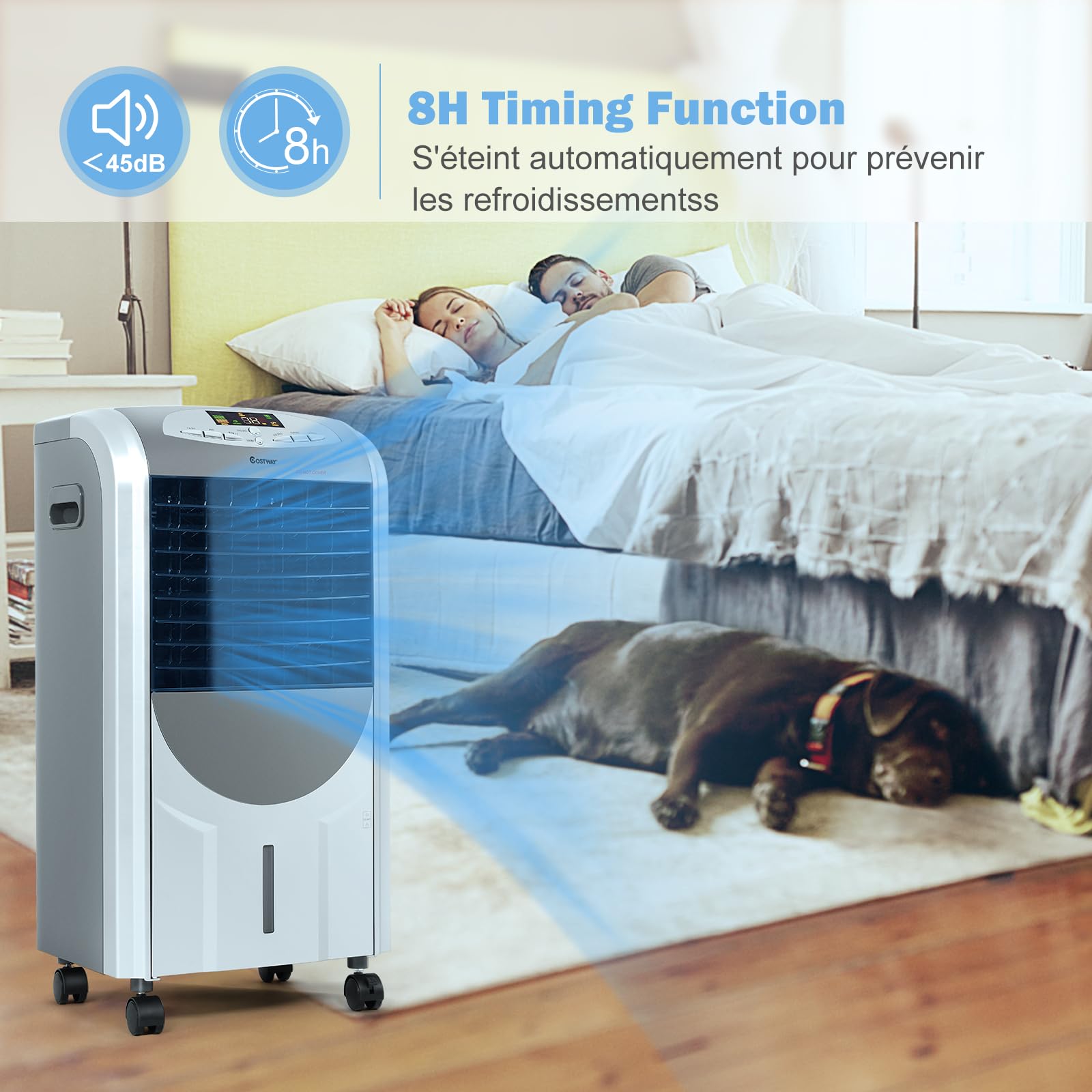 GOPLUS Rafraichisseur d’Air 5 en 1 avec Télécommande, Climatiseur Mobile sans Évacuation, Réservoir d’Eau 7L, Refroidissement,Chauffage,Purification,Ventilateur, Minuterie 8H, Silencieux, Chambre