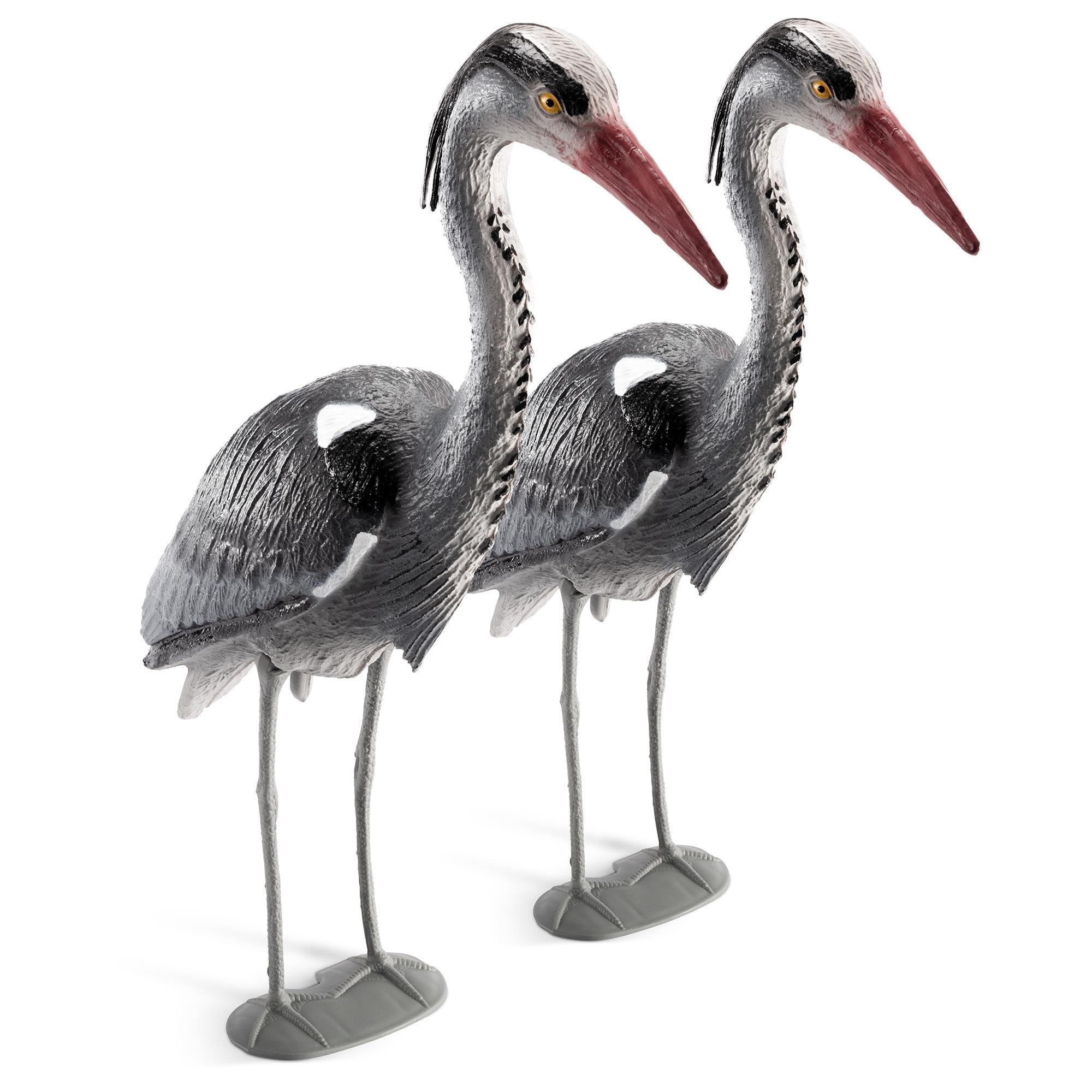 Gardigo® Répulsif Héron – Set De 2 | Figurine De Héron Réaliste Pour Bassin | Protection Anti-Oiseaux De Jardin | Tournant Avec Le Vent | Idéal Étang, Pelouse, Massif
