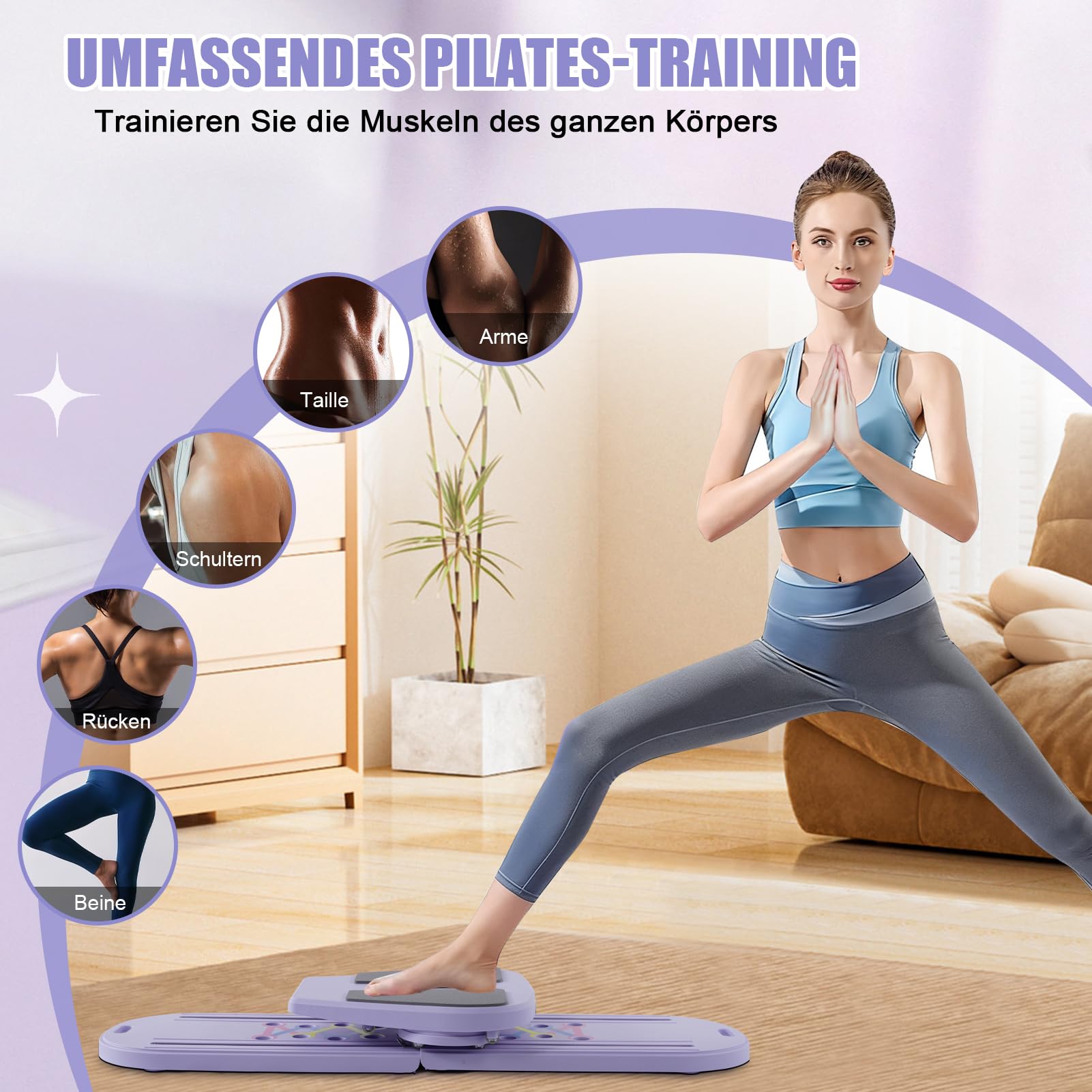 Set di riformatori per pilates, 6 in 1, per l'allenamento a casa, per addominali e ginocchia, macchina portatile e pieghevole per pilates