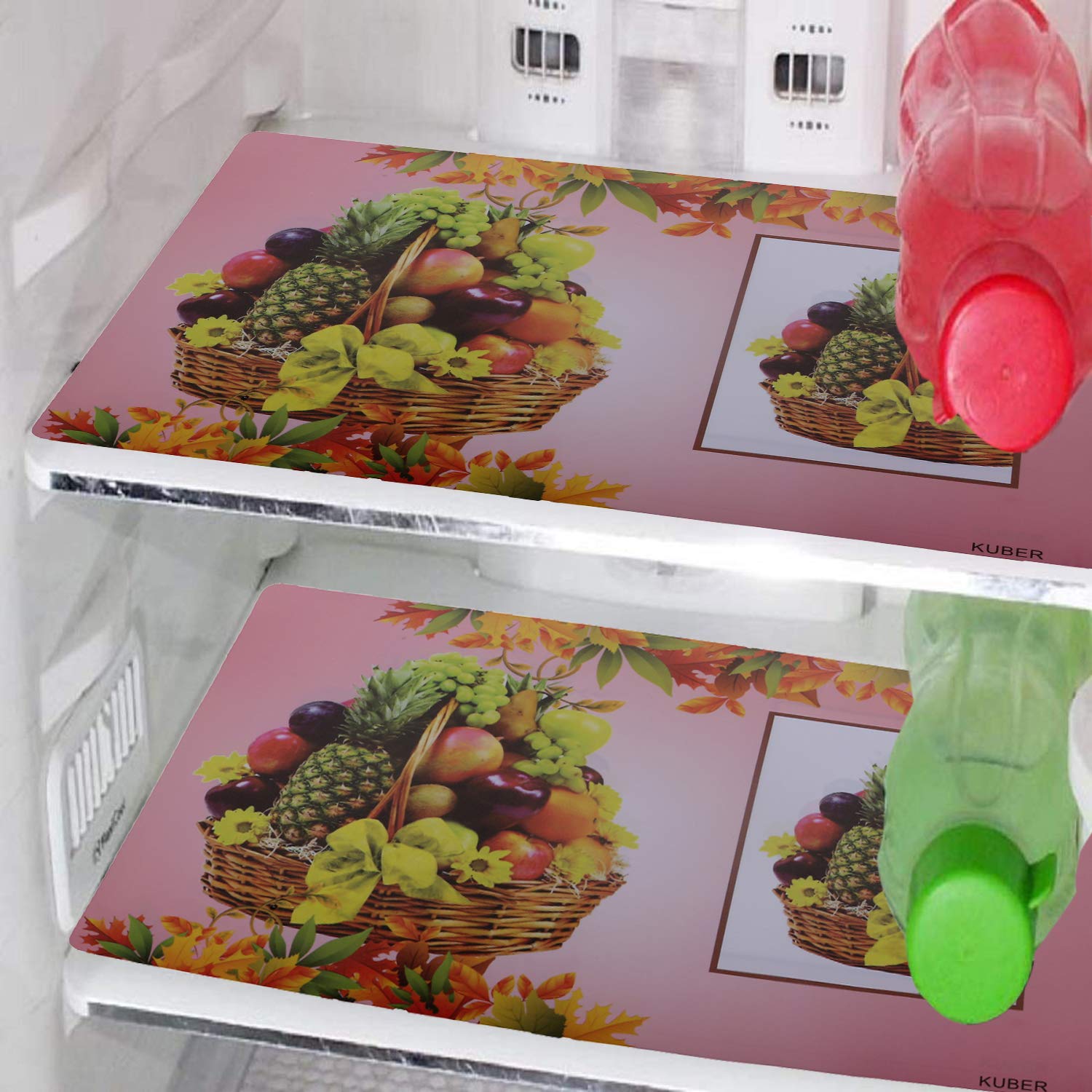 Kuber Industries PVC 3 Pieces Refrigerator Drawer Mats (Pink) -CTKTC8570, Standard (CTKTC08570)
