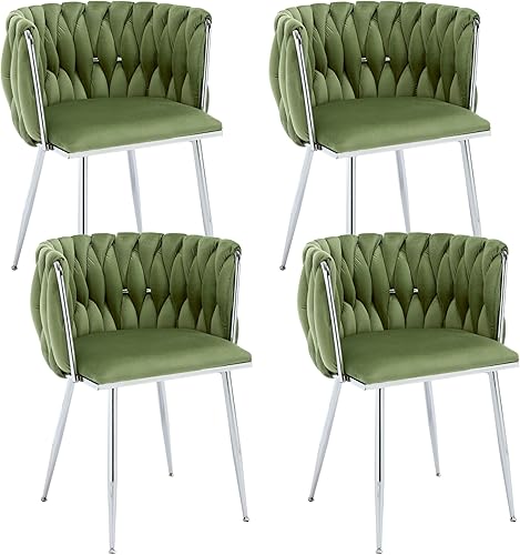 Miniatura 54 de Juego de 2 sillas de comedor de terciopelo, sillas tapizadas tejidas para sala de estar, sillas modernas de cocina y comedor, sillas decorativas de