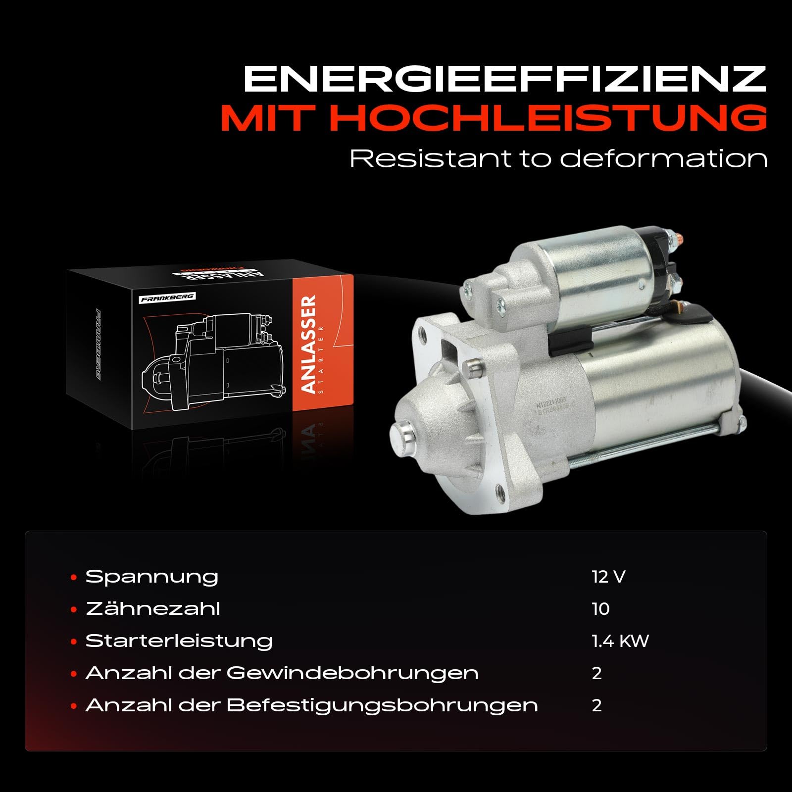 Frankberg Motor de arranque 14 kW 12 V 10 dientes 6G9N-11000-JA
