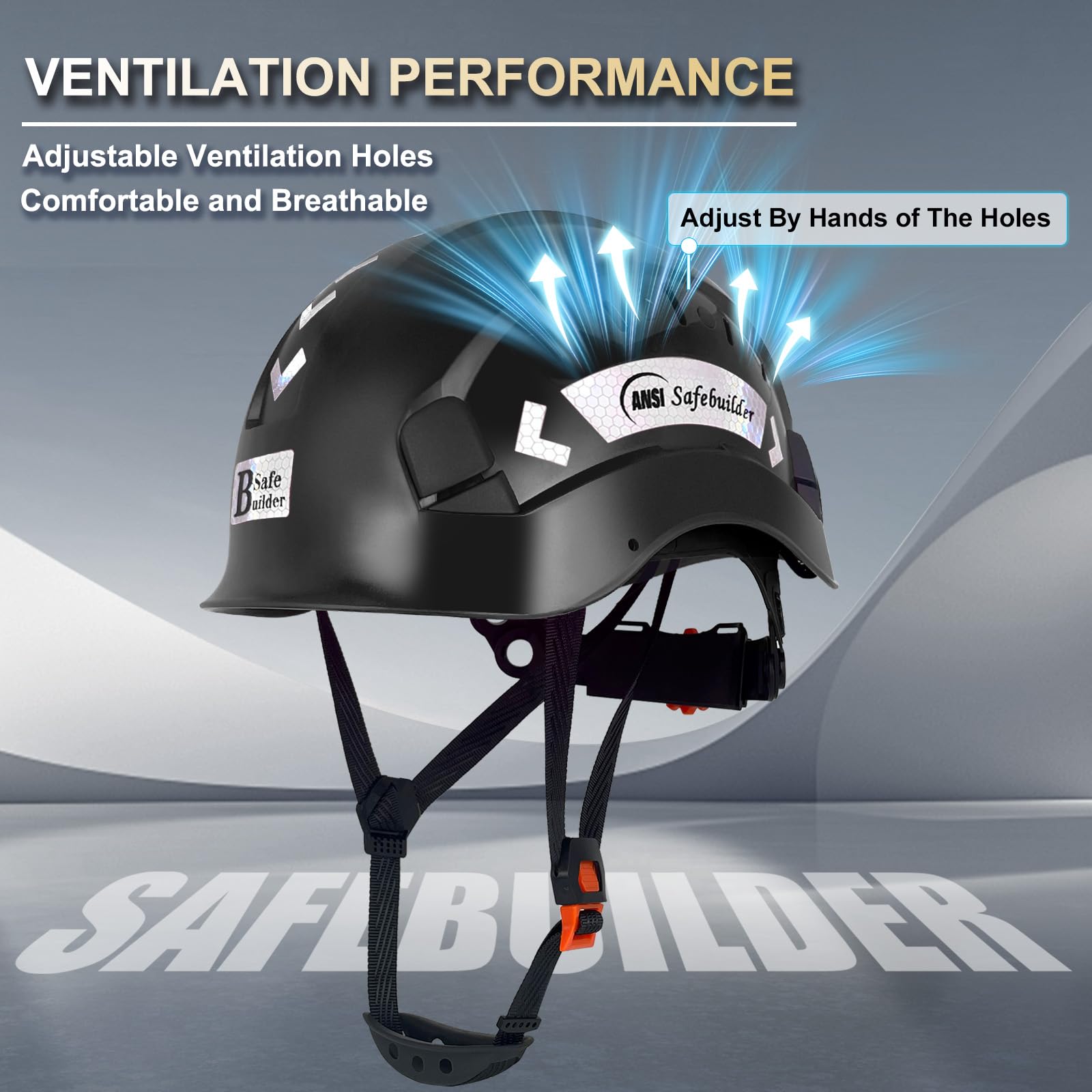 Casco di sicurezza per edilizia, casco rigido in ABS, sistema di ventilazione regolabile, protezione per la testa da lavoro industriale, per uomo, certificato ANSI/ISEA Z89.1