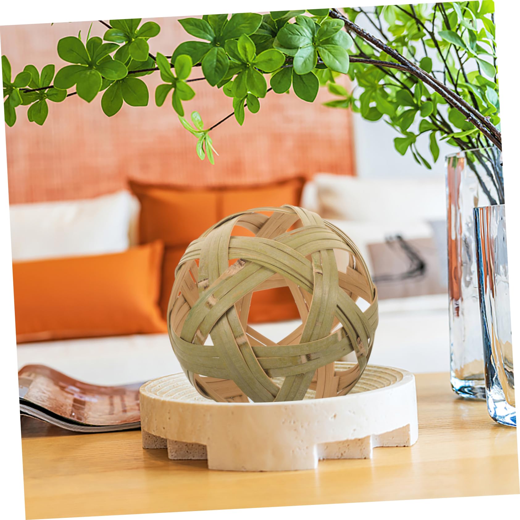 Amazon.co.jp: COHEALI 竹 装飾 ボール デスクトップ 竹 ボール 牧歌的