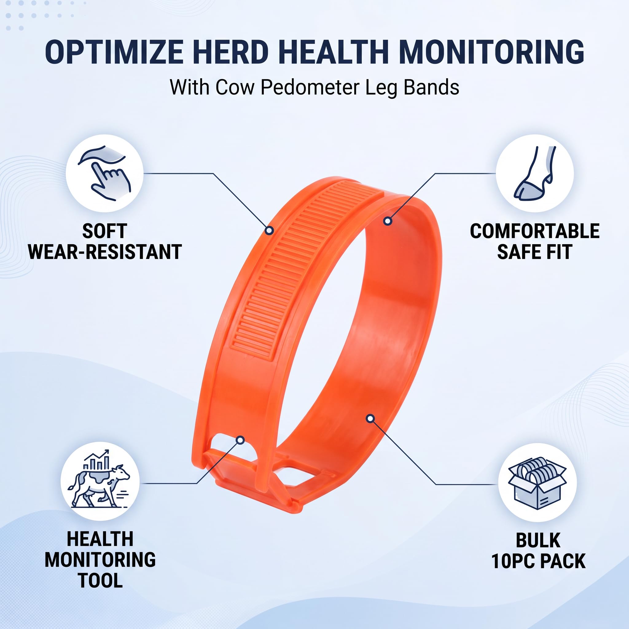 10 Stück Kuh Schrittzähler Beinbänder, Leichte, Weiche, Flexible Kunststoff Fußbänder Zur Gesundheitsüberwachung mit Alfie Software, Farm Management Tools für Viehpfleger, Verfolgen von