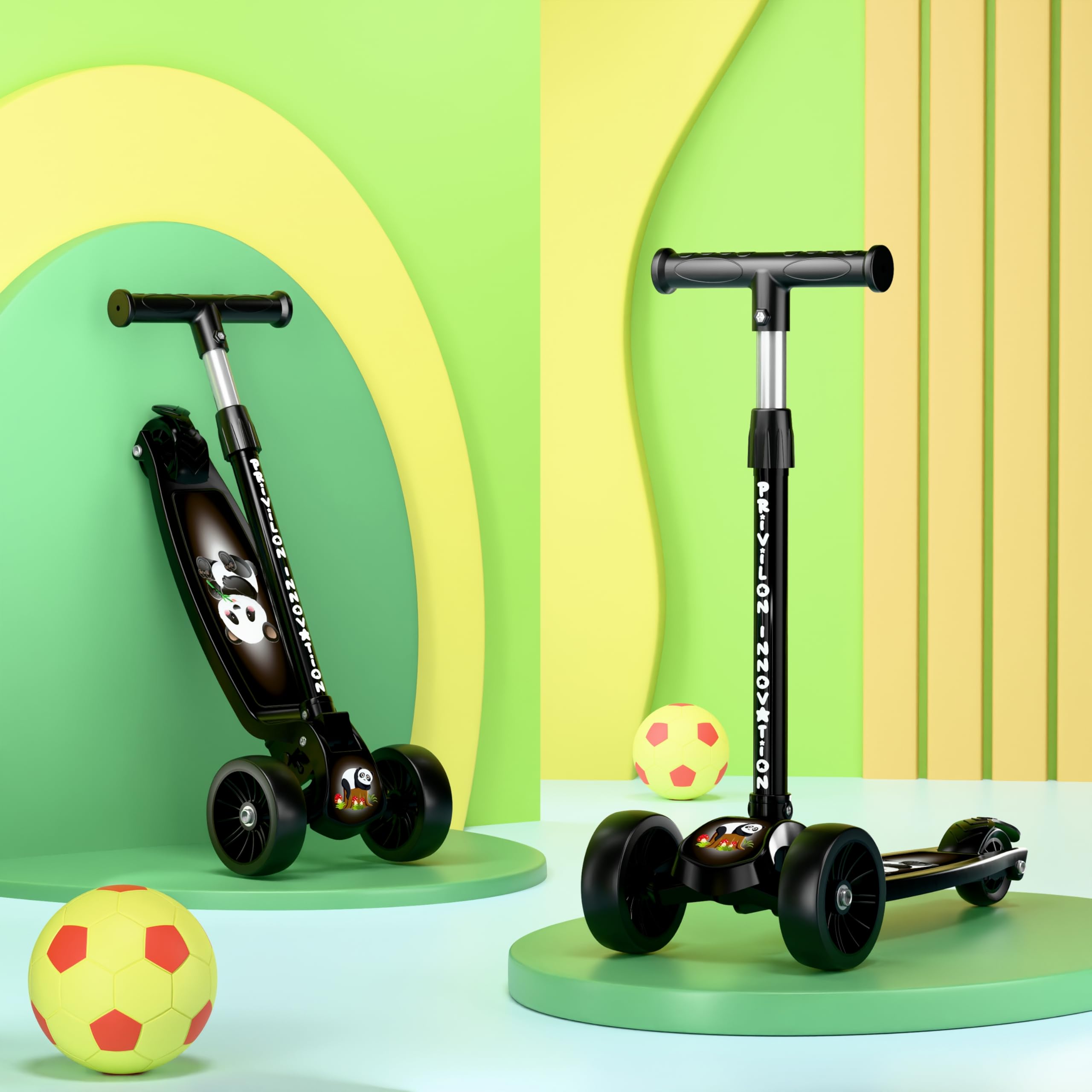 3 Wheel Kick Scooter for Kids of Age 3-8 Years, All PU 3 Wheel 3 Level Height Adjustment, Light Weight 50kgs Weight Capacity for Kids (Black)-image-27