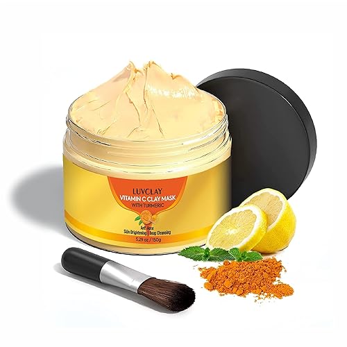 Mascarilla de vitamina C y arcilla de cúrcuma para la cara, limpieza profunda e iluminadora para manchas oscuras, poros y antienvejecimiento,