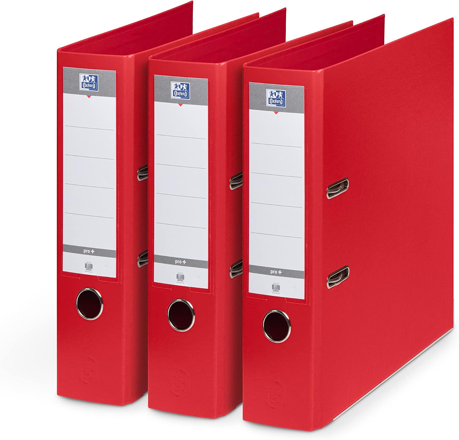 OXFORD Smart Pro+ A4XL Lever Arch Files 80 mm Spine 2 D-Rings Polypropylene Cover Red/White/Black Pack of 3
