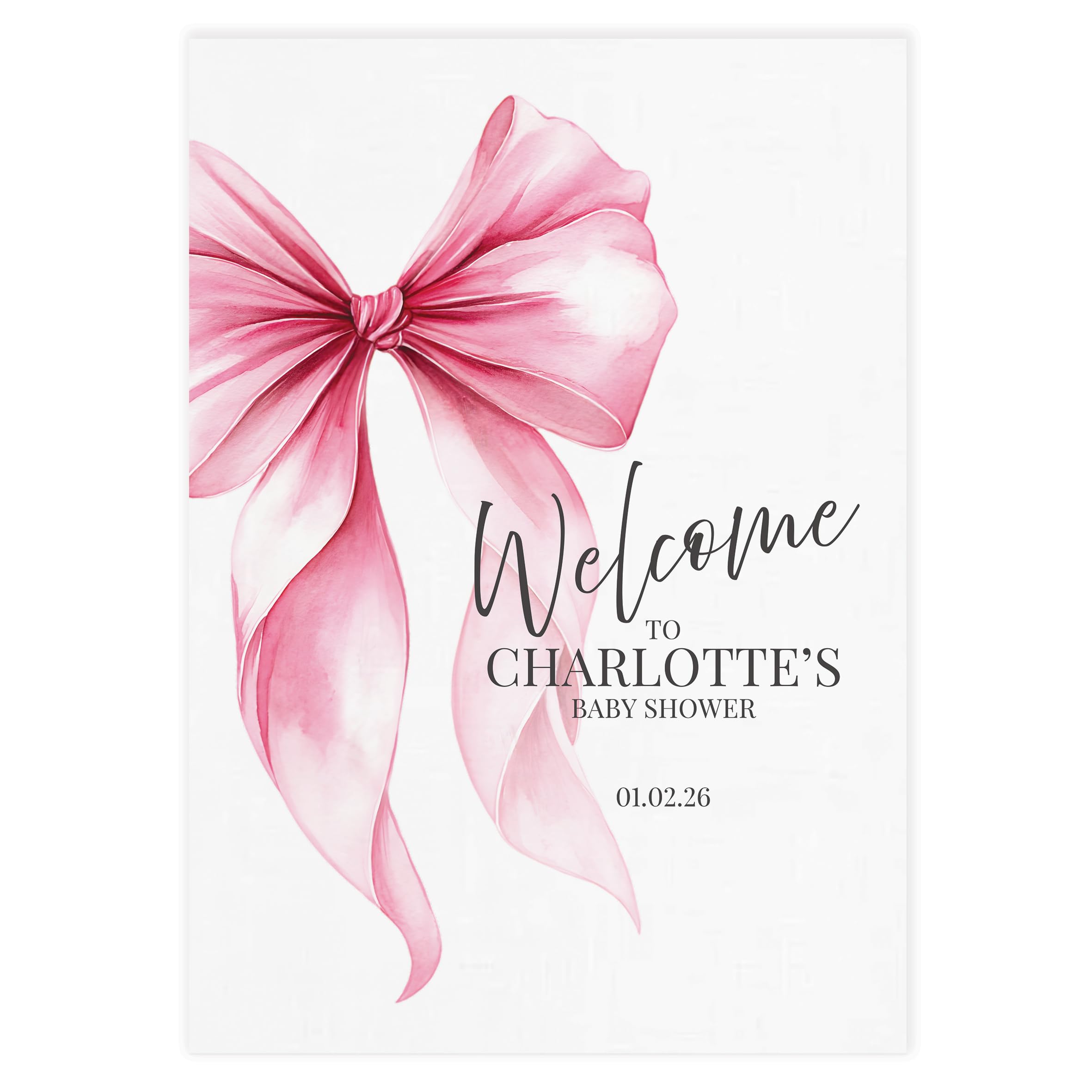 Personalised Baby Shower or Hen Party Welcome Poster, Bow Theme, Pink, A3