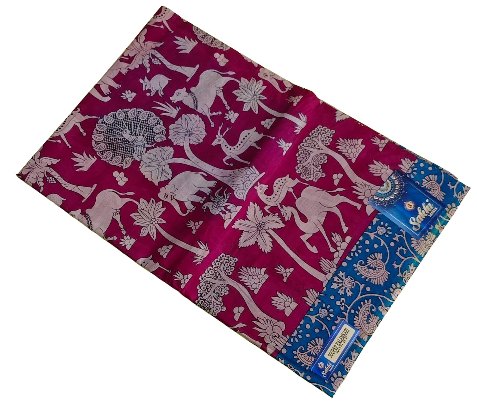 Sakthi Sarees Pure Cotton Saree, Red and Green, Kalamkari Design, Traditional Indian Print-picture-25