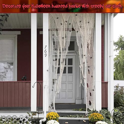 Miniatura 32 de Legigo Paquete de 12 paños espeluznantes de Halloween (30 x 72 pulgadas), gasa espeluznante para fiesta de Halloween, suministros de fiesta de Negro