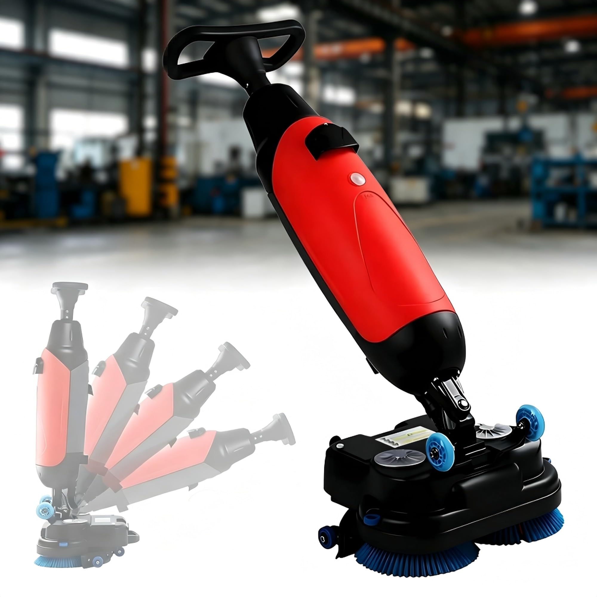 Nettoyeur de sols et tapis de sol, mini nettoyeur professionnel avec une autonomie de 120 minutes, adapté aux sols carrelés et scellés de la maison, du bureau et des commerces.(Red)