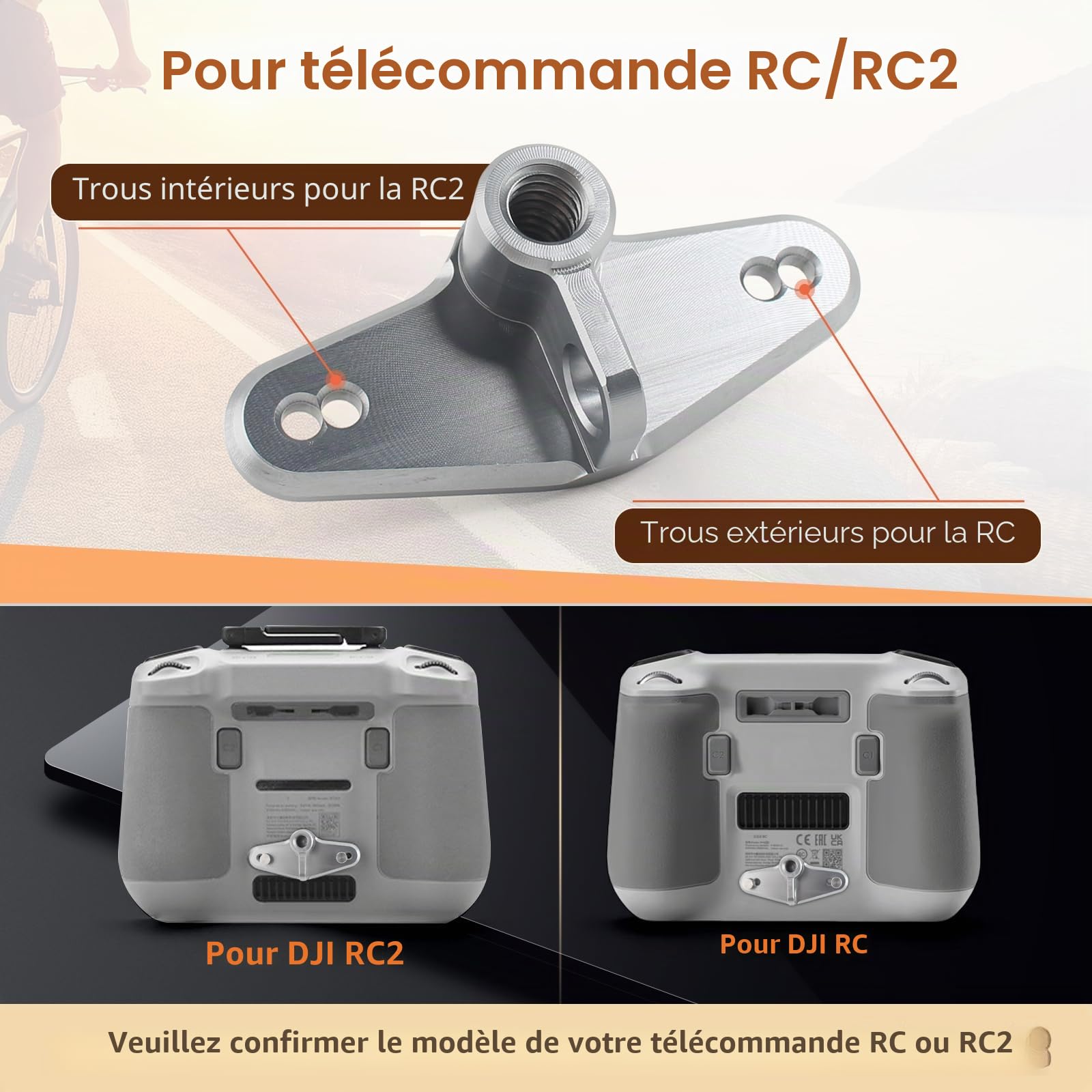 pour Rc Rc2 Support de Montage de Vélo pour Mini 3/Mini 3 Pro Support de Vélo pour Contrôleur pour DJI Air 3/Mini 4 Pro Télécommande