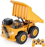 Highttoy Ferngesteuerter Kipper Dumper für Kinder, 6 Kanal RC Kipper Kipplaster Spielzeug Baustellenfahrzeug Kinder 1:24 Ferngesteuerters Muldenkipper LKW Spielzeug mit Lichtern und Ton