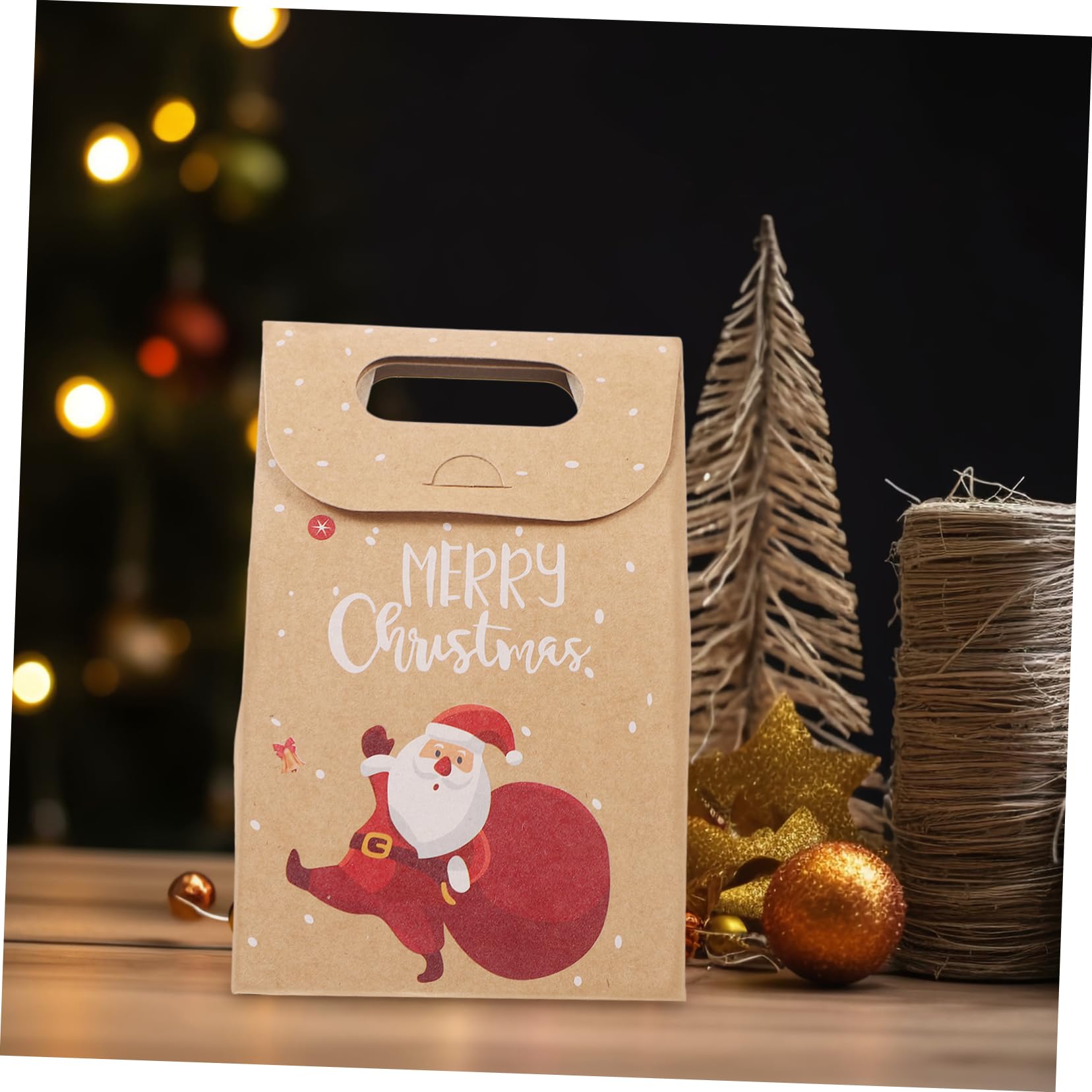 FRCOLOR 2 Juegos Bolsa De Papel Kraft Navideña Bolsa De Papel De Vacaciones Bolsas De Dulces De Navidad Tapas Christmas Bag Bolsas Kraft Bolsas De Almacenamiento De Navidad Uds * 2