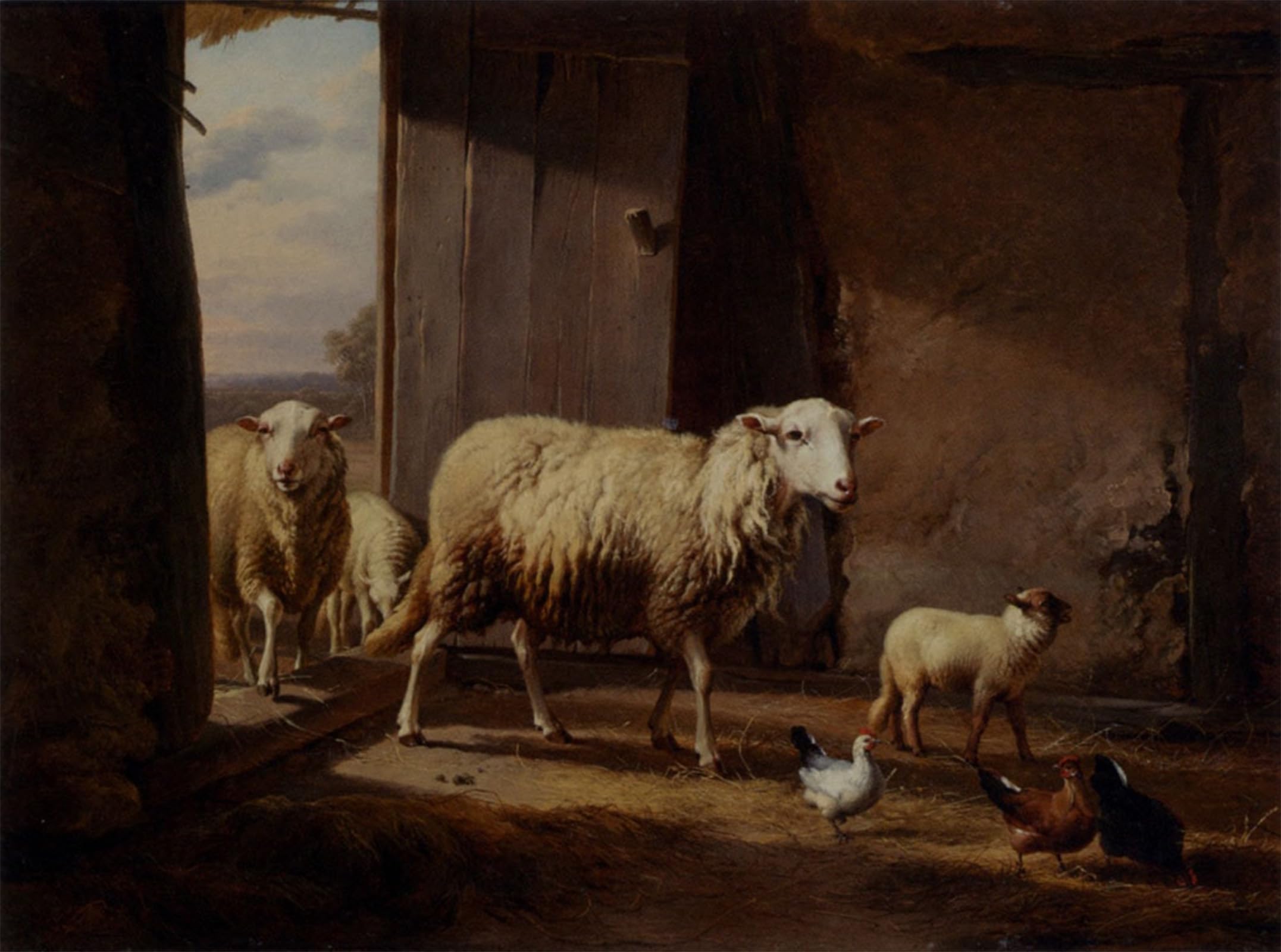 SERENDIPITP Vintage Picture Print on Canvas Wall Art Poster Sheep Returning From Pasture by Eugene Verboeckhoven Artwork Print Poster for Wall Decor 60x90cm