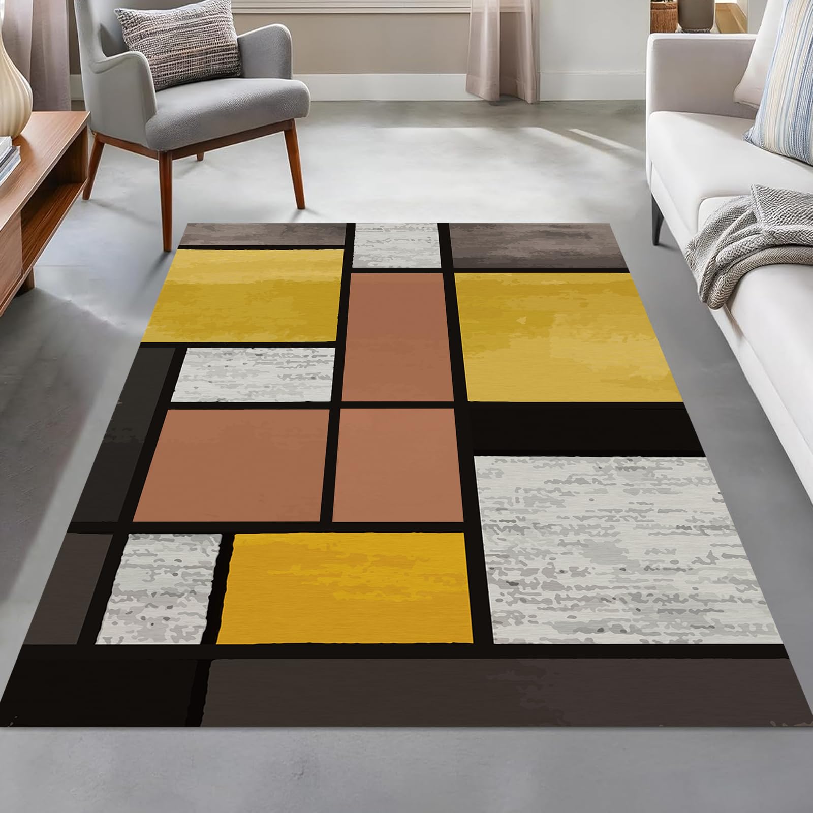 Tapis salon décoration moderne 120x180 cm isolant et résistant pour zone de passage