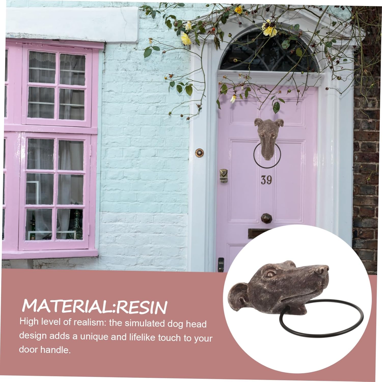 Realistic Dog Head Door Knocker Outdoor Door Handle Knocker Front Door Knocker for Home Security