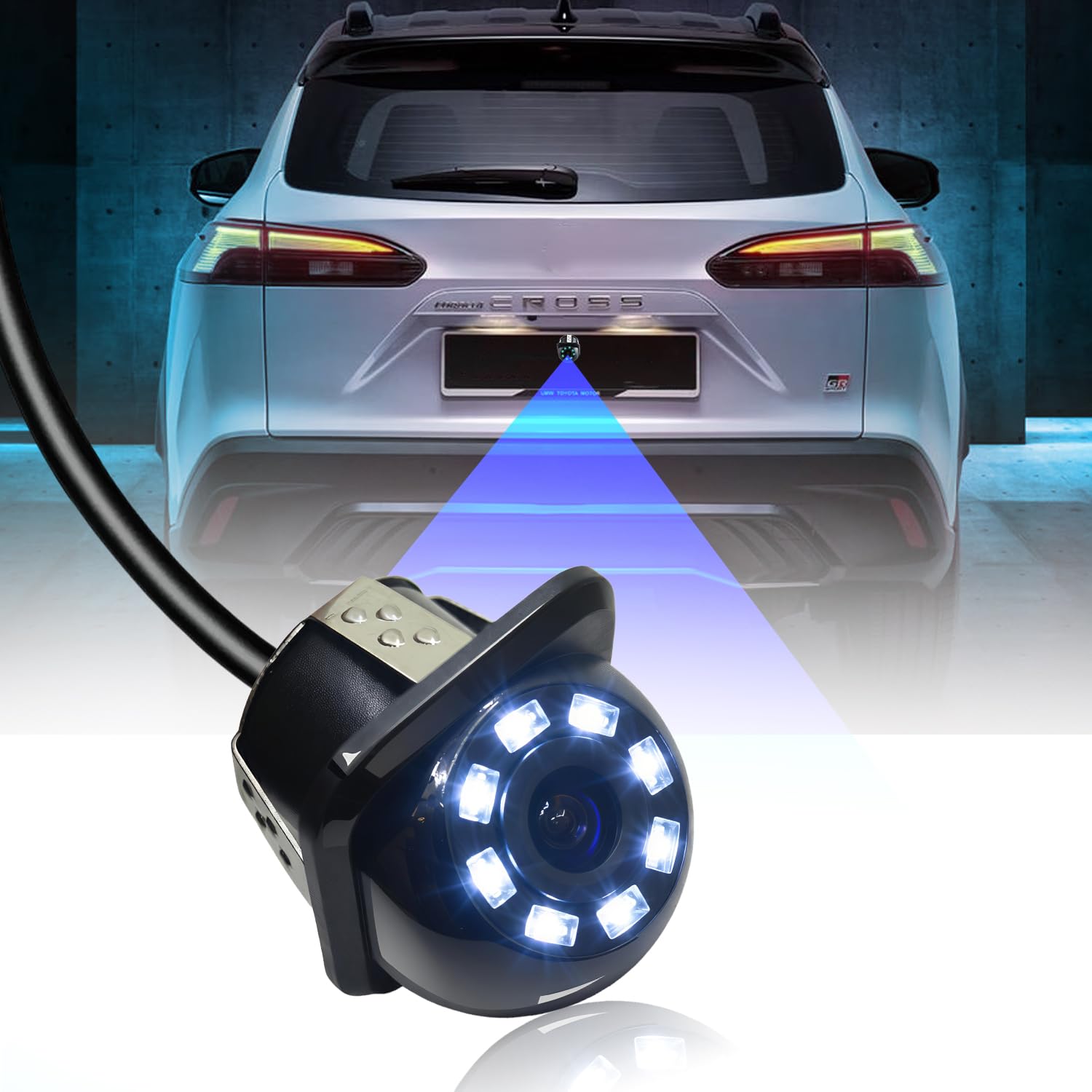 FABTEC Car Reverse Backup Parking Camera for All Cars (8 Led, Cap Type Number Plate Mounting Camera) (AHD/CCD Vision), (1 Yr Warranty)-image-14