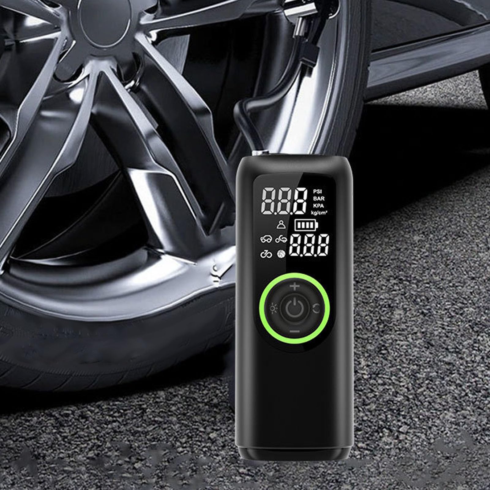 Dpofirs Przenośna Sprężarka Powietrza z Oponami, Bezprzewodowy Inflator Oponowy Cyfrowy Wyświetlacz LED Light, 10s Szybka Inflacja 2500 MAh Inflator Opon do Samochodów Motocyklowych