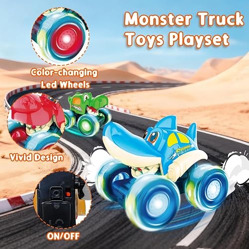 Miniatura 3 de Kimicare Camión monstruo, camiones monstruo iluminados para niños de 4 a 7 años, autos de juguete para niños pequeños de 1 a 3 años con camión de