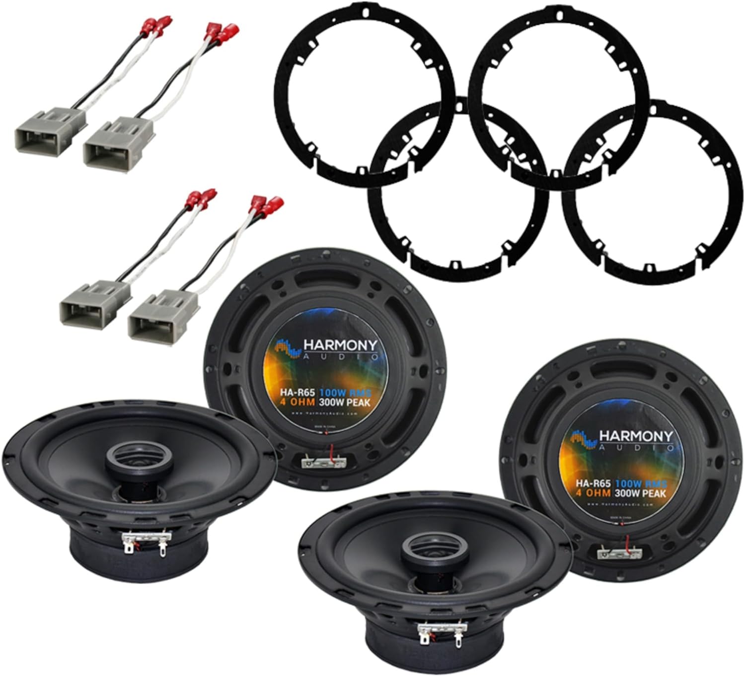 Harmony Audio Bundle Compatible with 2006-2011 Honda Civic (2) HA-R65 6.5" New Factory Speaker Replacement Upgrade Package 300W Speakers with HA-827805 Speakers Adapter Kit