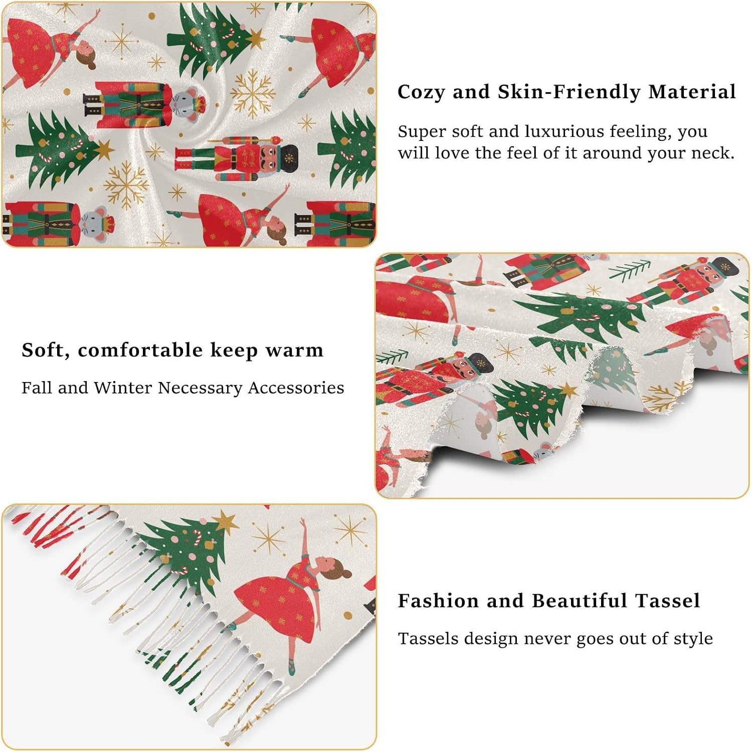Fustylead Various of Background Fashion Soft Imitation Cashmere Feel Shawl Wrap Flower Winter Warm Scarf Gift Men Women