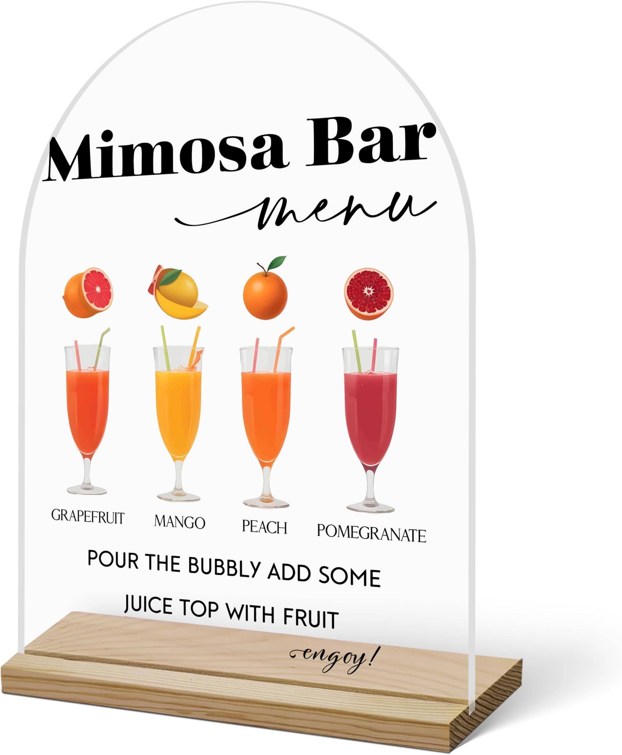 Mimosa Bar Sign For Table, Fruit Juice Acrylic Mimosa Bar With Base Supplies For Baby Shower Bridal Shower, Decoration For Wedding Bachelorette Engagement Party, Welcome Sign Stand For Party -17