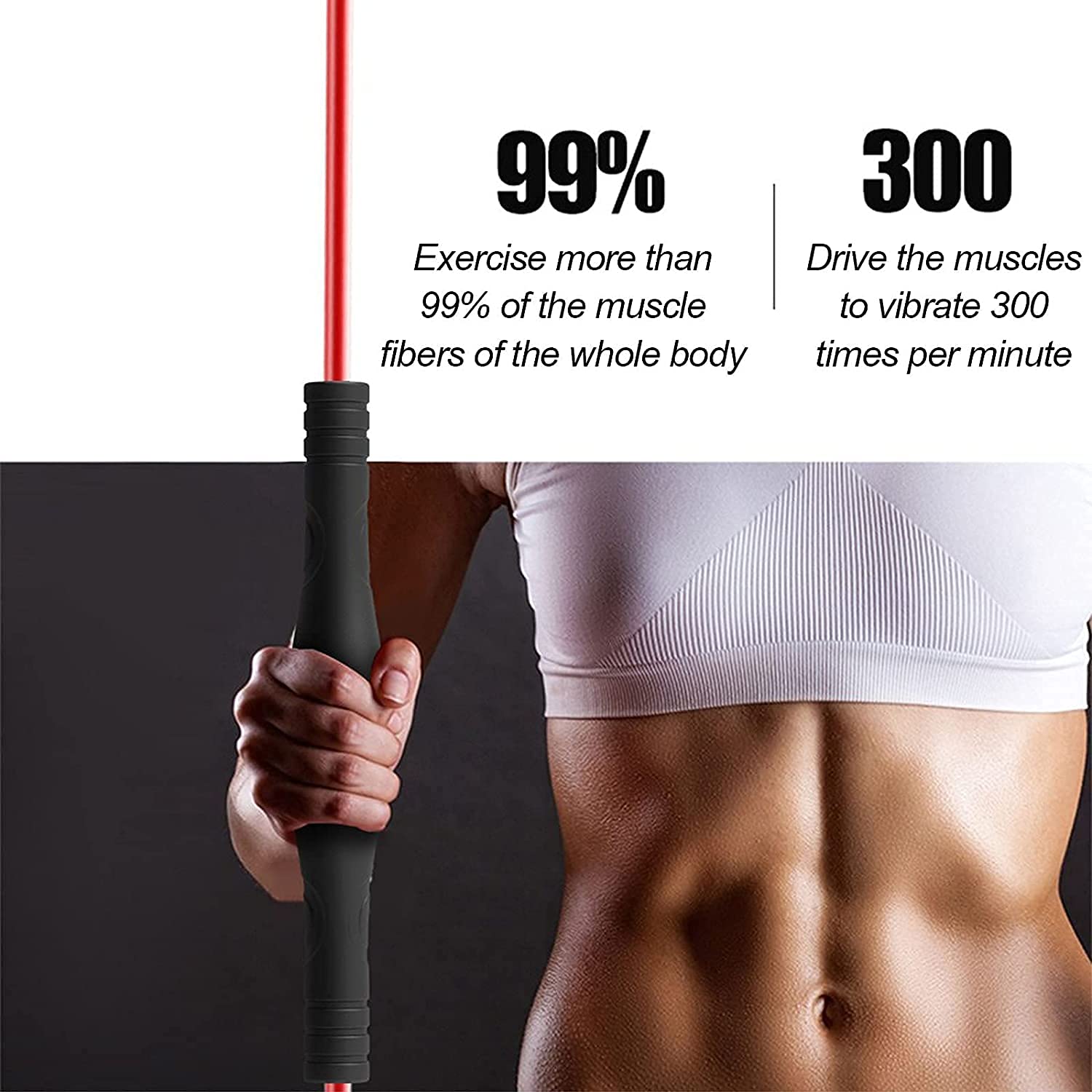 Fitness Schwingstab Pilates Yoga Stange Tremor Bar vibrierende Fitness-Stange Home Fitness Tremor Bar mit Abnehmbarer Struktur für Ganzkörpertraining Muskeltraining, 160 cm, Schwarz 1113(