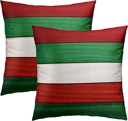 Fundas de almohada de Navidad de 18 x 18 pulgadas, color rojo y verde, tablones de madera, funda de cojín decorativa para el hogar, sofá, cama,