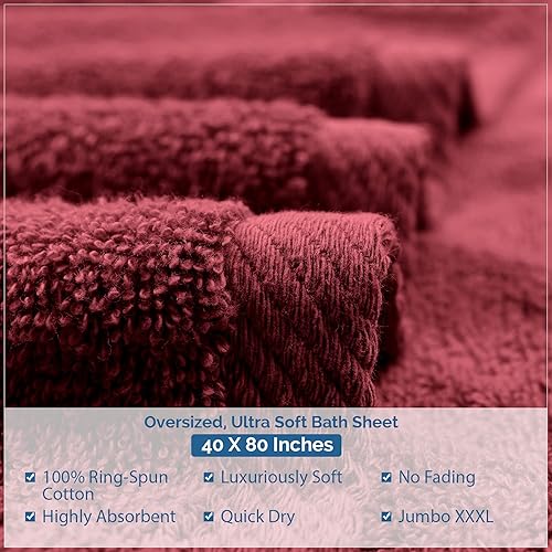 Vista 198 de DAN RIVER Paquete de 1 toalla de baño de 40 x 80 pulgadas, toallas de baño extragrandes de secado rápido para baño, toallas suaves y absorbentes