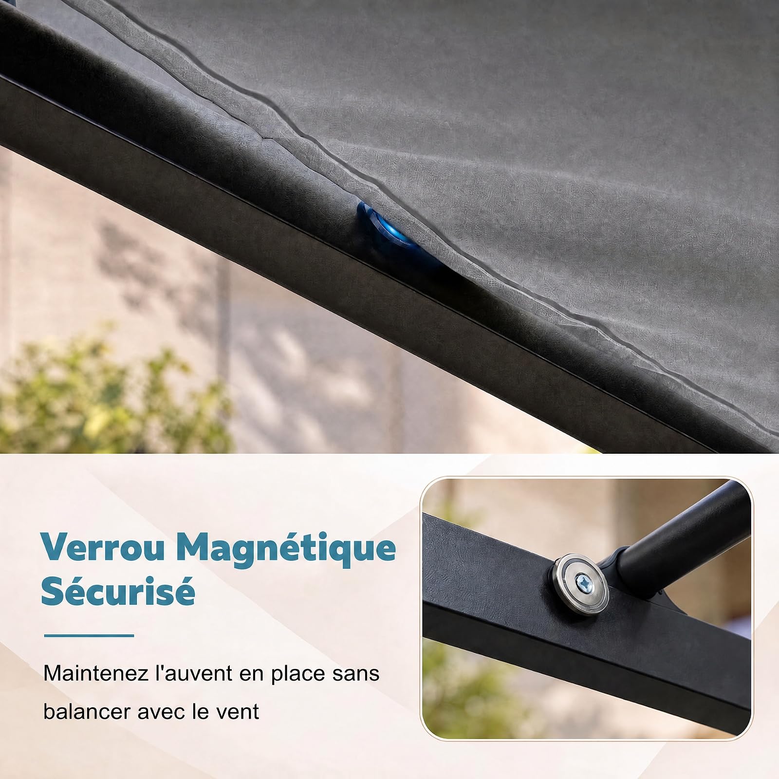 RELAX4LIFE Pergola Jardin Exterieur, Pergola 3x3 M avec Auvent Rétractable, Colonnes Métalliques, Toit en Polyester Hydrofuge, Protection UV, Tonnelle pour Jardin Cour Terrasse (Gris)