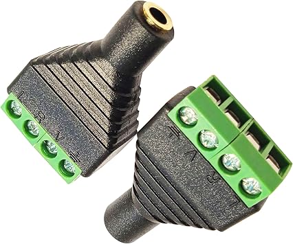 3.5mm 4Pole Female TRRS Stereo AudioVideo AUX Balun Adapter2pcs | 1/8" Female Jack to 4 Screw Solderless Terminal Female Adapter AUX Balun Connector for Headphone