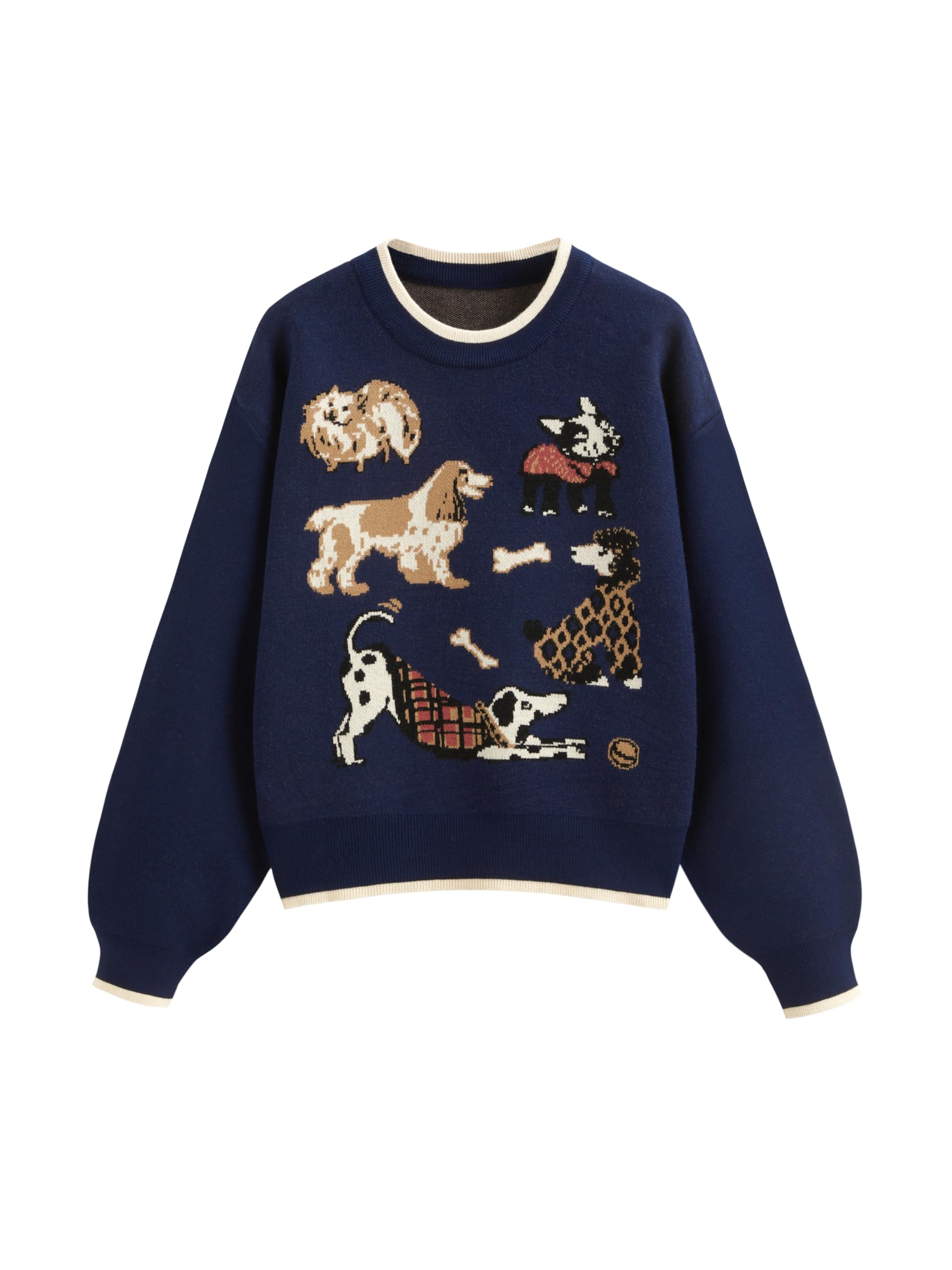 CIDER Womens Fall Cozy Sweaters Cute Sweaters Dog Graphic Long Sleeve Crewneck Soft Knit Casual Pullover Trendy 2025