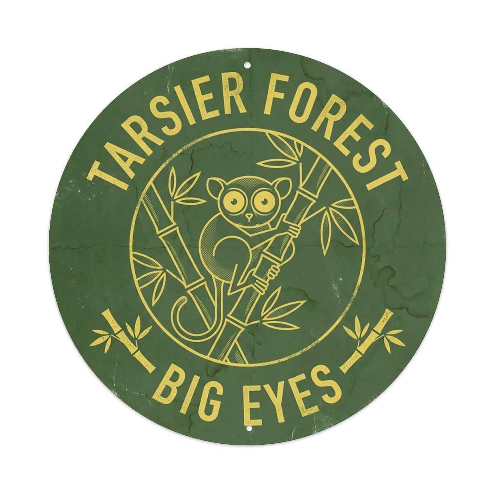 Cxhjca 8X8inch(20X20cm) Tarsier Forest Big Eyes Metal Tin Sign