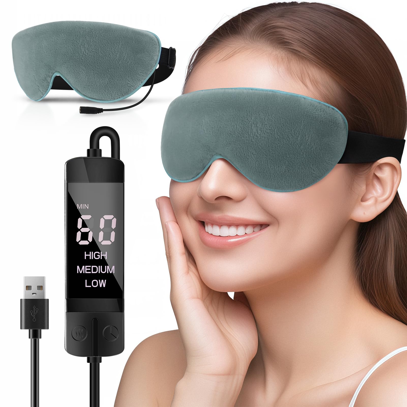 Heated Eye Mask,Washable USB Electric Eye Heating Pad with Temperature & Timer Control, Warm Eye Compress for Dry Eyes, Blephartitis, Sinus, MGD, Stye, Migraine, Chalazion